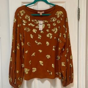 NWT ANTHROPOLOGIE sequin leopard print top